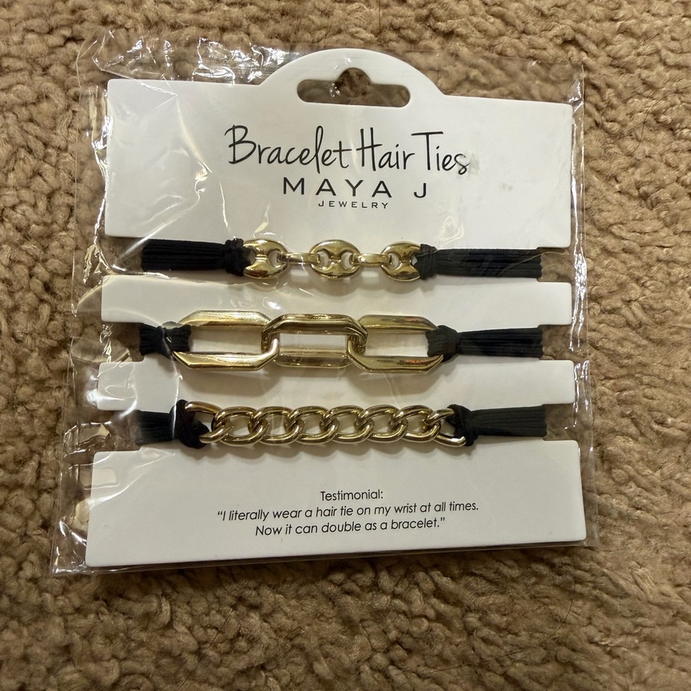 NEVER OPENED Maya J Gold and Black Bracelet Hair Ties